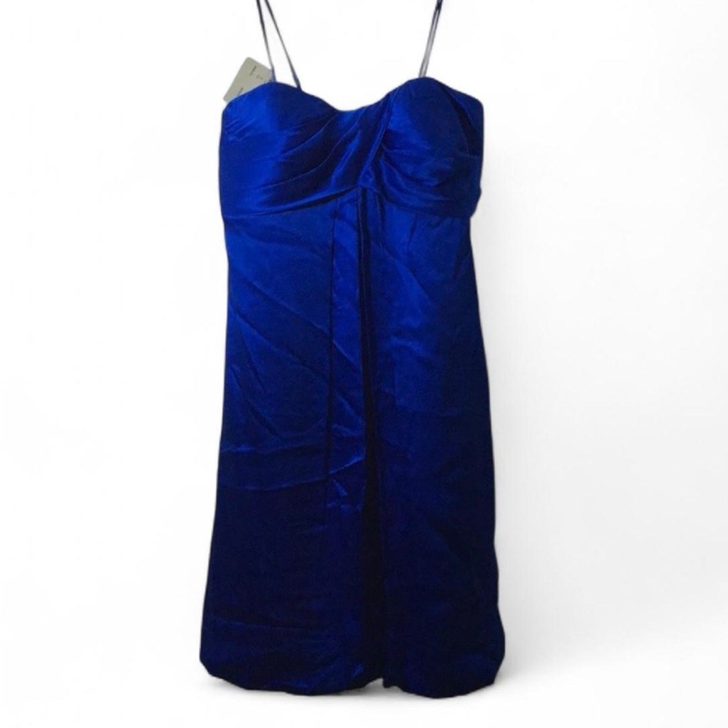 Cache Blue Satin Strapless Dress, Size 2